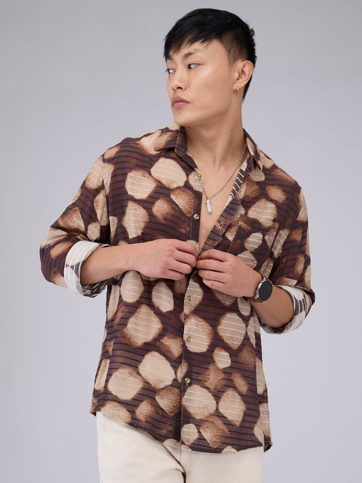 VASTRADO Men Classic Slim Fit Opaque Printed Casual Shirt