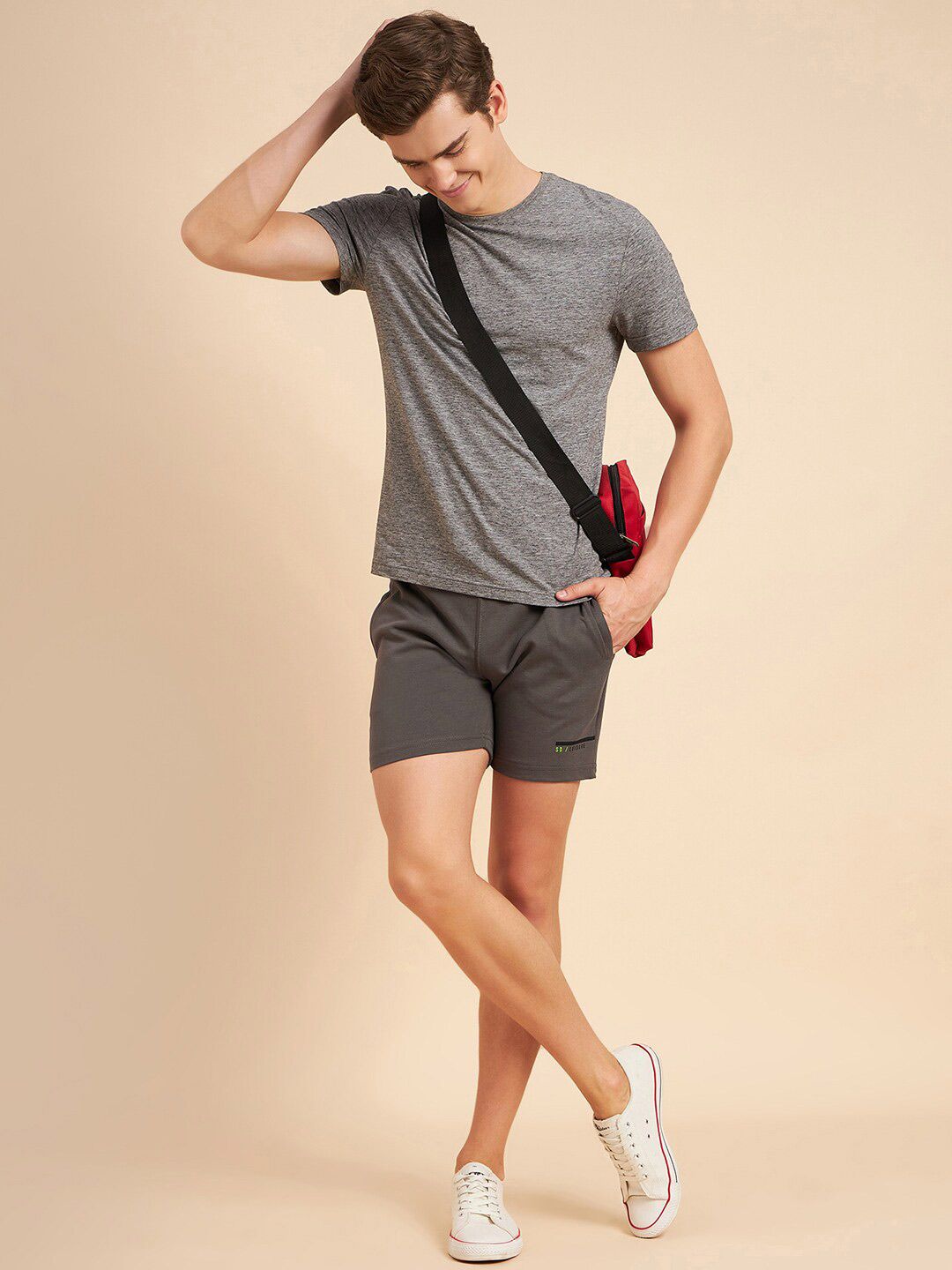 Sweet Dreams Men Grey Mid-Rise Cotton Shorts