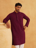 SOJANYA Motif Etnik Bersulam Labuci Lengan Panjang Kurta Kapas Tulen Lurus