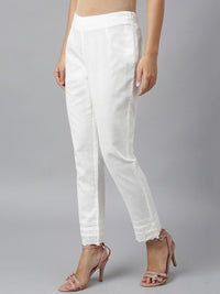 W Women White Slim Fit Trousers