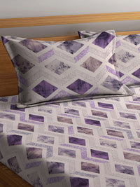 KLOTTHE White Geometric Cotton 400 TC King Superfine Bedsheet dengan 2 Sarung Bantal-98 x 89 inci