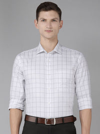 Park Avenue Windowpane Checked Slim Fit Pure Cotton Formal Shirt