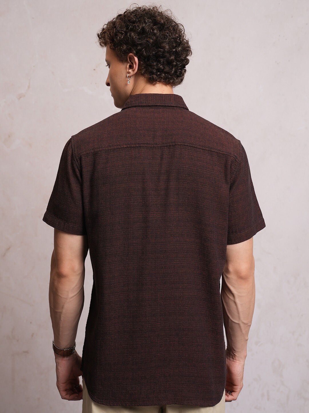 LOCOMOTIVE Textured Checked Utility Pocket Regular Shirt
