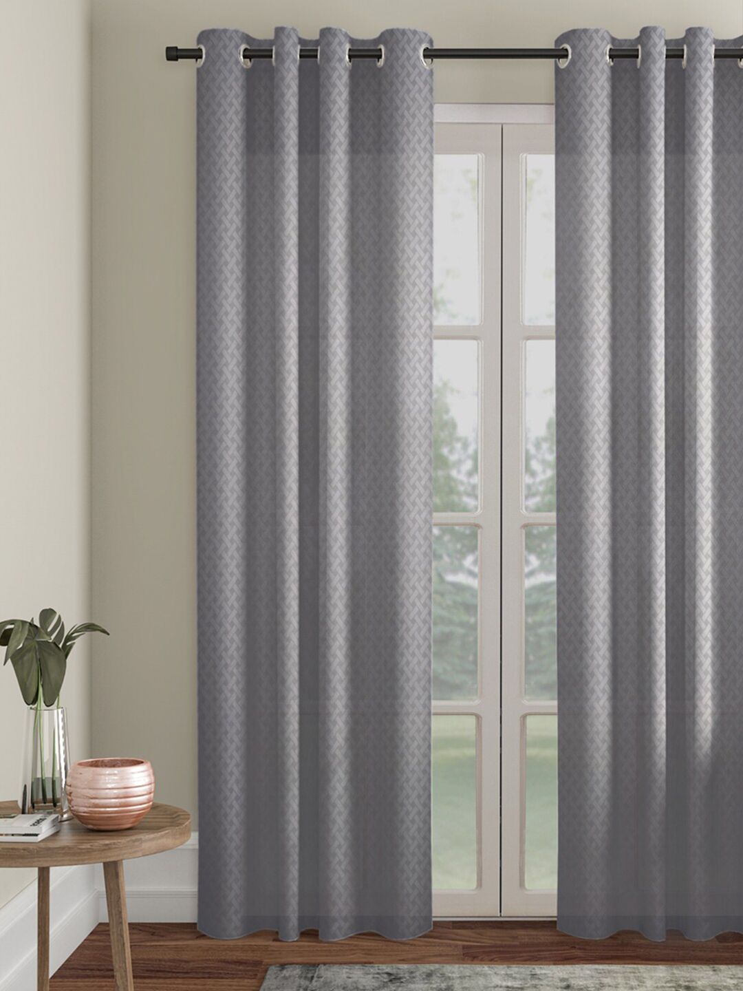 HOSTA HOMES Grey Geometric Door Curtain
