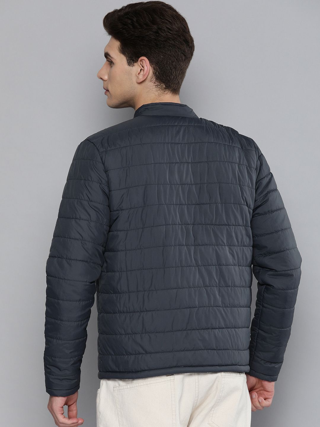 The Indian Garage Co Men Zip-Front Puffer Jacket with Zipper Pockets