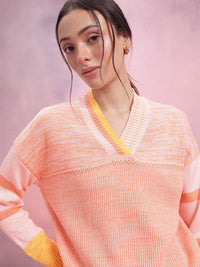 DressBerry Self Striped V-Neck Pullover