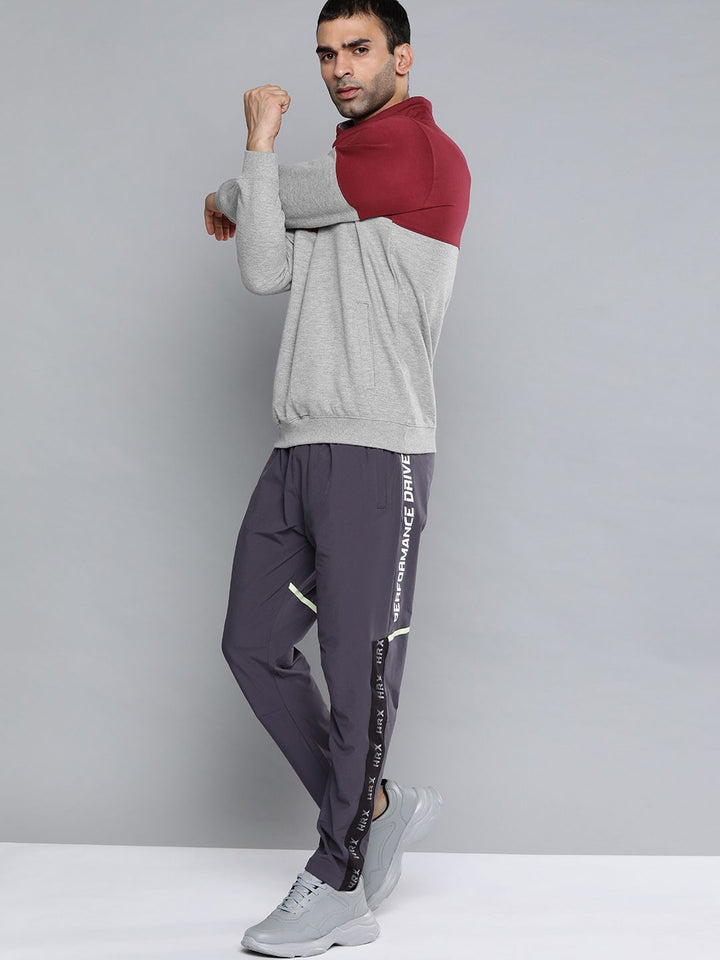 HRX by Hrithik Roshan Men Grey & Maroon Colourblocked Training Sweatshirt