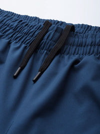 HRX By Hrithik Roshan Men Estate Blue Colourblock Regular Fit Rapid-Dry Antimicrobial Training Shorts