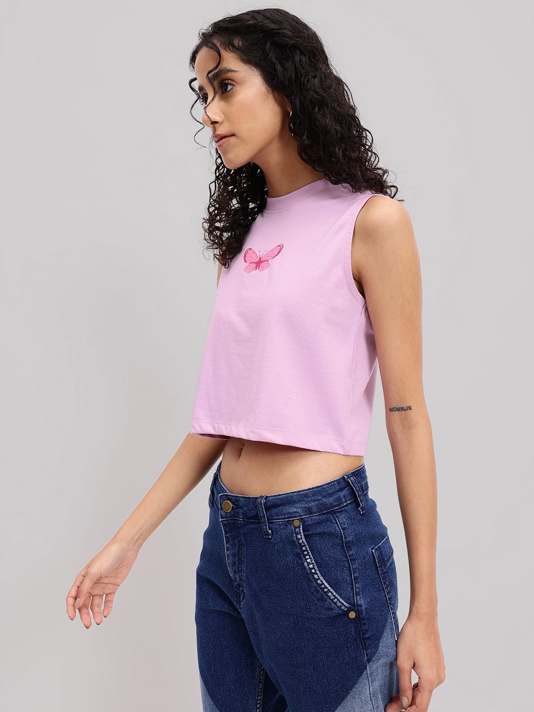 DressBerry Tranquility and Inner Peace Sleeveless Crop T-shirt