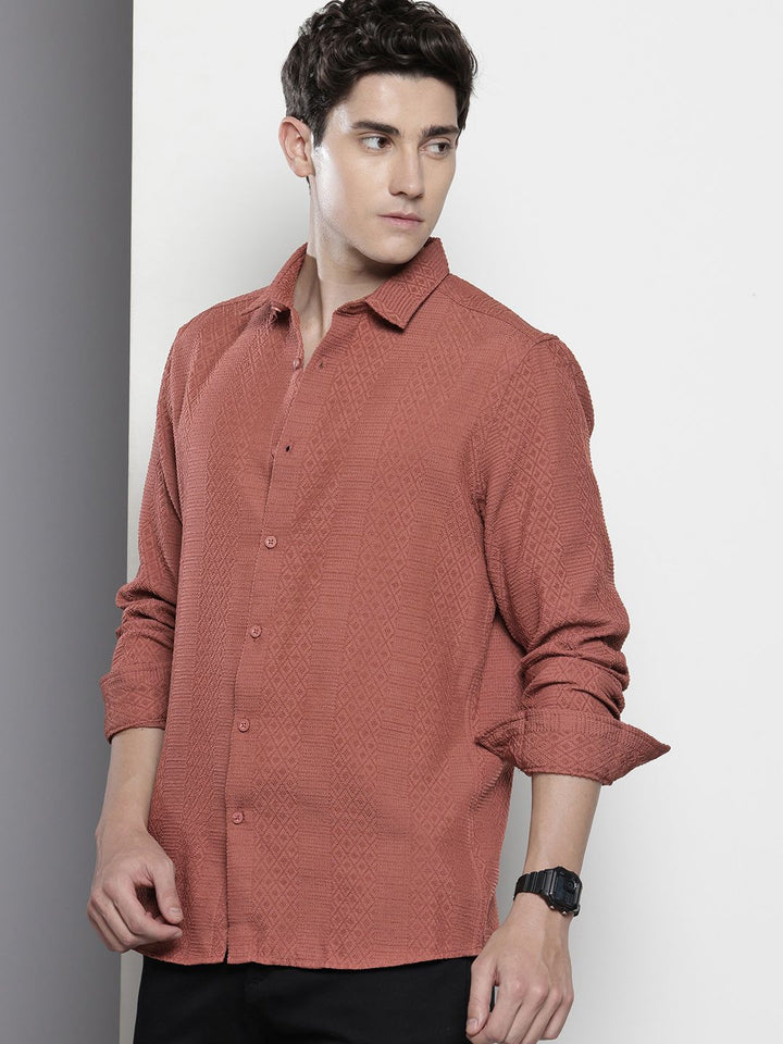 The Indian Garage Co Self Design Opaque Casual Shirt
