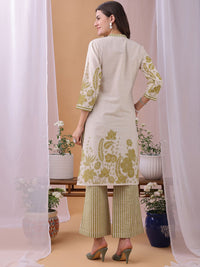 KALINI WomenParrot Green Floral Printed Pure Flex Cotton Co-ord Set