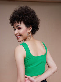 SASSAFRAS BASICS Square Neck Ribbed Cropped Tank Top