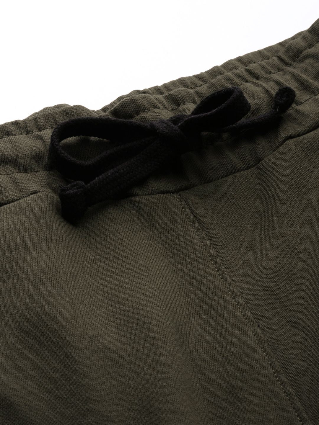 The Indian Garage Co Men Olive Green Solid Straight Fit Joggers With Printed Detailing