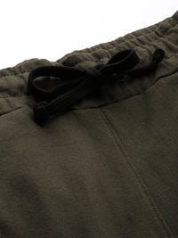 The Indian Garage Co Men Olive Green Solid Straight Fit Joggers With Printed Detailing