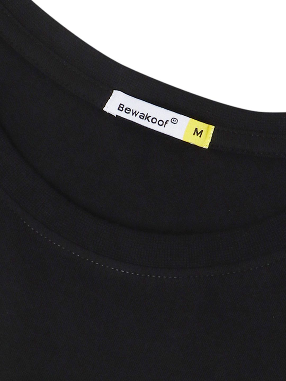 Bewakoof Men Pure Cotton Black Typography Printed T-shirt