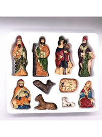 eCraftIndia Brown & Yellow 10 Pieces Christmas Nativity Crib Statues