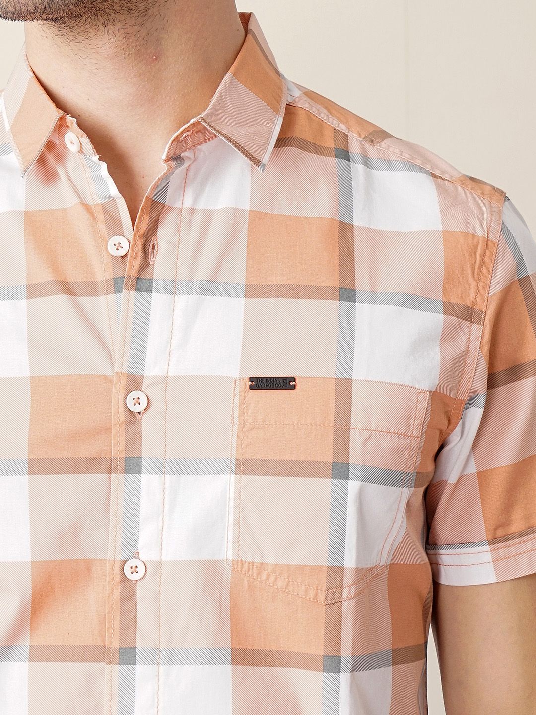 The Indian Garage Co Pure Cotton Checked Casual Shirt