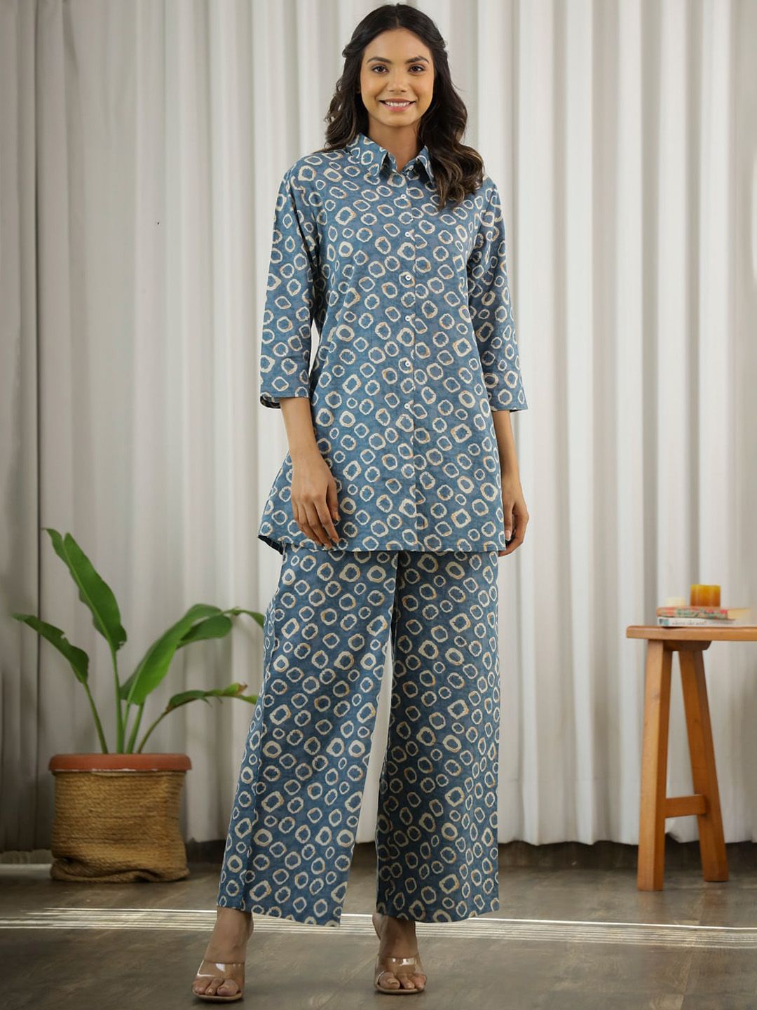 SANSKRUTIHOMES Printed Pure Cotton Shirt & Trousers