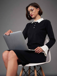 SASSAFRAS worklyf Shirt Collar Sheath Dress