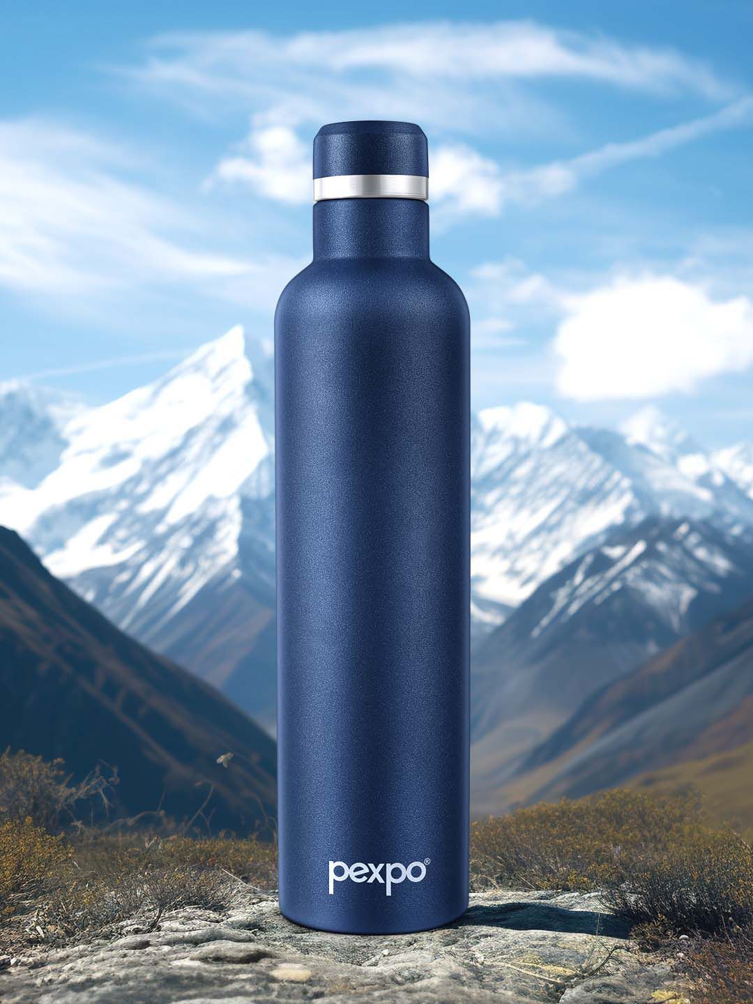 Pexpo Oreo Denim Blue Thermosteel ISI Certified Hot Flask Insulated Water Bottle 1000ml