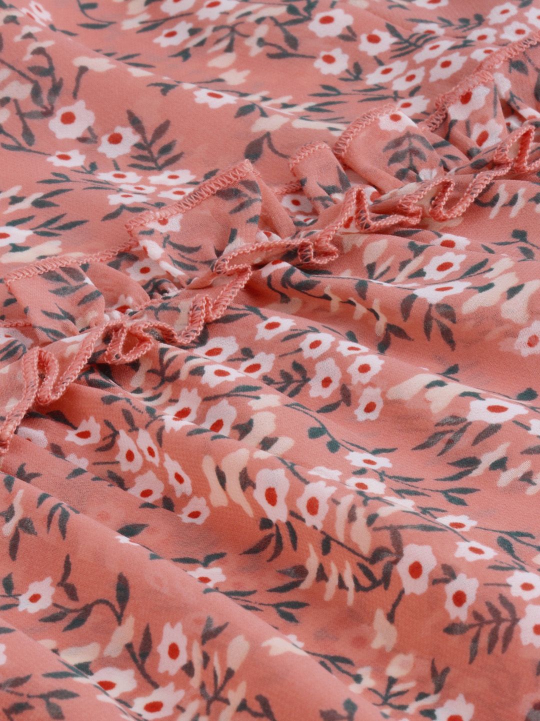 DressBerry Coral Pink Floral High-Low Top