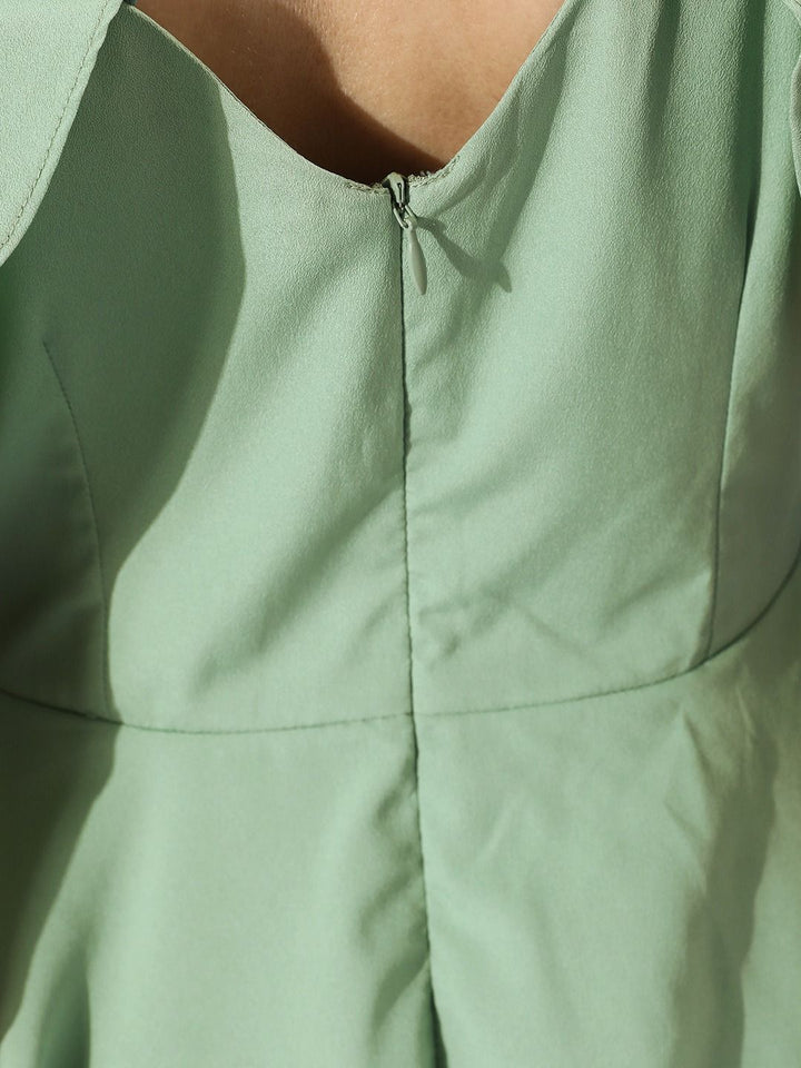 Berrylush Women Gorgeous Green Solid Tiered Dress