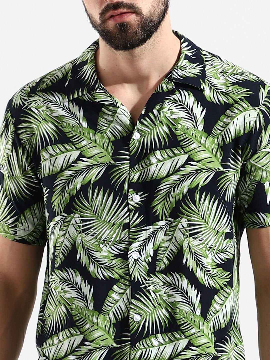 Campus Sutra Men Green & Black Printed Co-Ords