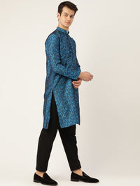 SOJANYA Men Blue Woven Design Straight Kurta