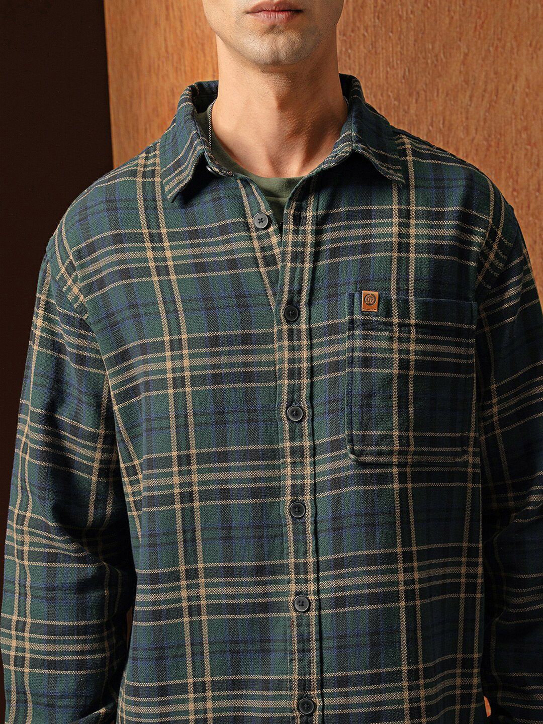 LOCOMOTIVE Premium Men Oversized Dobby Textured Checked Overshirt