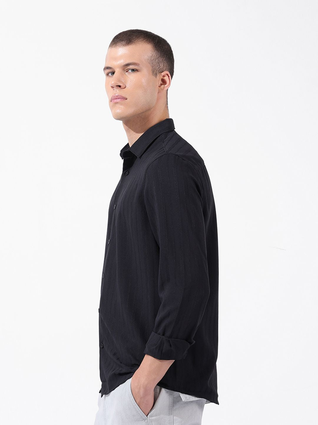 The Indian Garage Co Men Regular Fit Textured Resort Wear Shirt