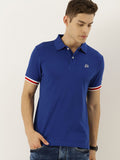 Being Human Men Blue Solid Polo Collar Pure Cotton T-shirt