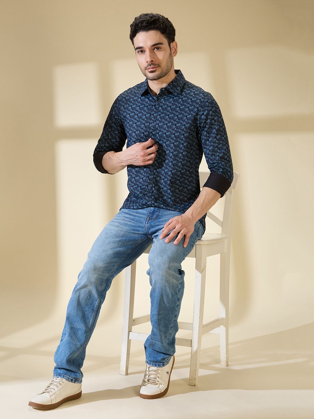Being Human Pure Cotton Slim Fit Opaque Printed Casual Shirt
