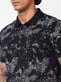 SPYKAR Abstract Printed Polo Collar Slim Fit T-shirt