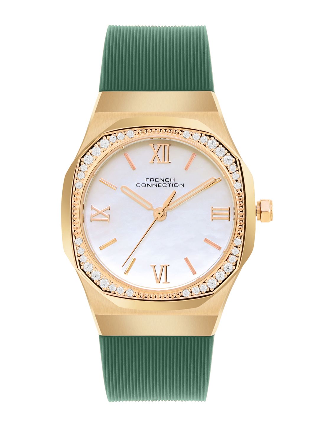 Sambungan Perancis Wanita Ibu Ibu Pearl Dial & Gelang Gaya Tali Analog Watch FCH002NL