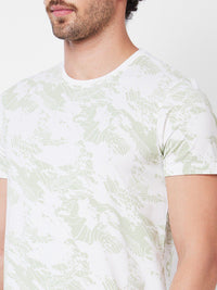 SPYKAR Abstract Printed Round Neck Cotton Slim Fit T-shirt