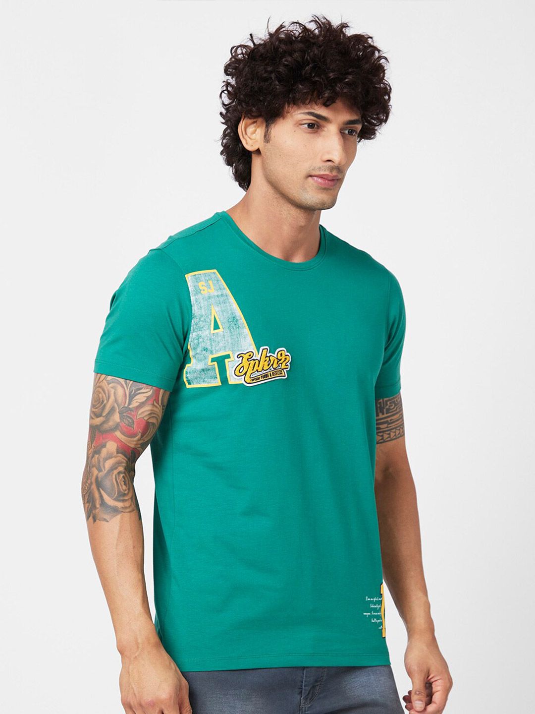 SPYKAR Typography Printed Slim Fit T-shirt