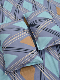 Myntra Elegant Homes Blue Geometric 300 TC Bedsheet with 2 Pillow Covers