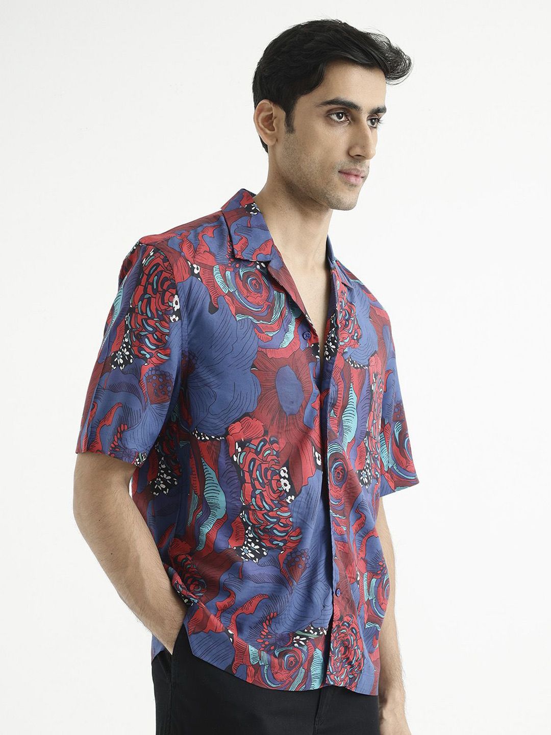 RARE RABBIT Men Junee Boxy Floral Opaque Printed Shirt