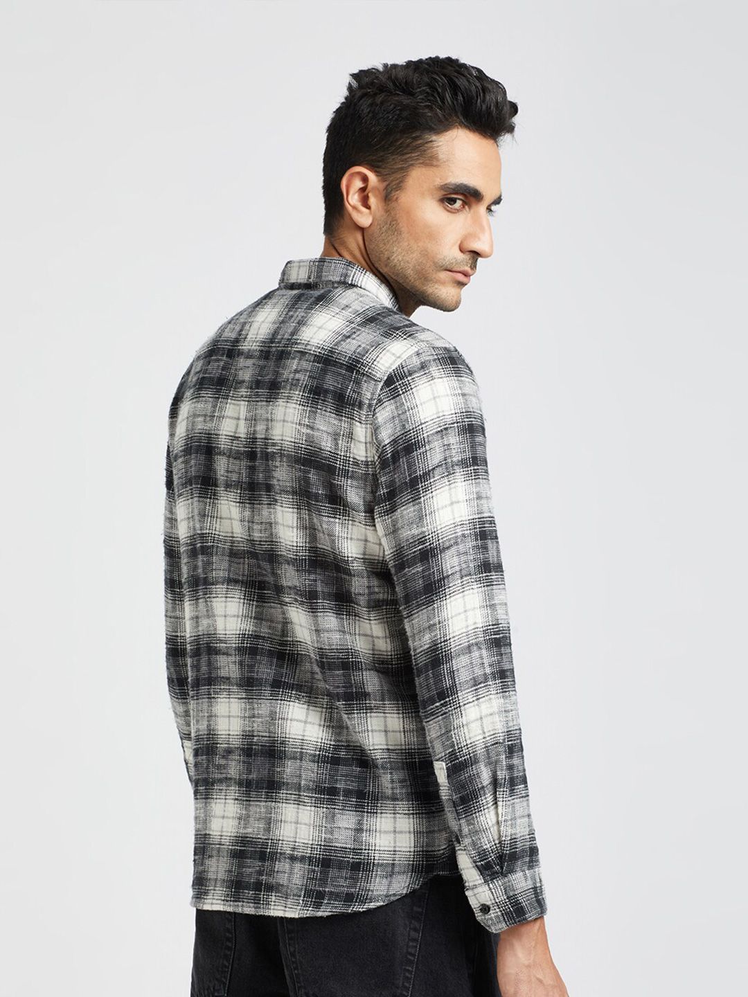 THE BEAR HOUSE Slim Fit Tartan Checked Flannel Pure Cotton Casual Shirt