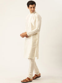 SOJANYA Mandatin Collar Straight Kurta with Churidar With Woven Design Nehru Jacket