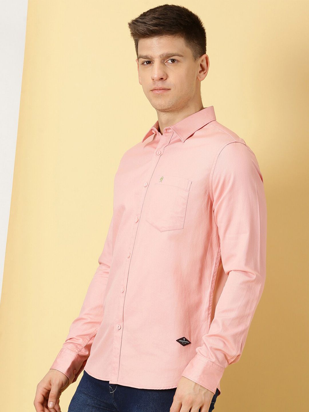 Thomas Scott Men Standard Slim Fit Flannel Weave Pure Cotton Casual Shirt