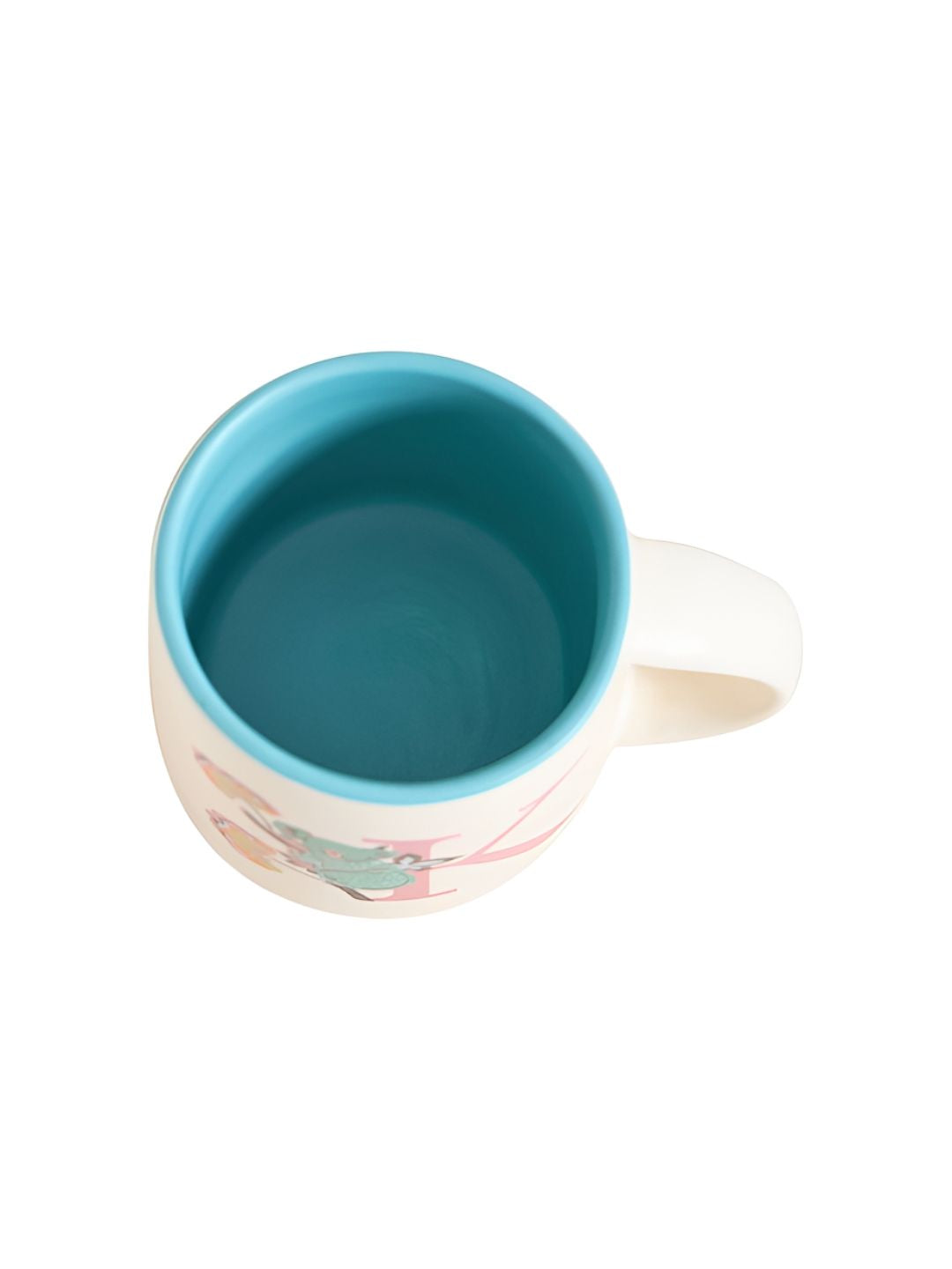 Chumbak Off White & Blue Printed Ceramic Glossy Mug 300 ml
