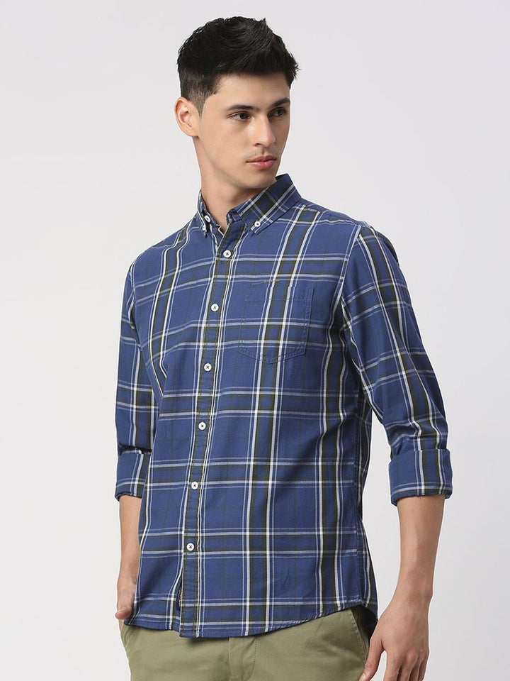 Being Human Men Slim Fit Button-Down Collar Opaque Checked Casual Shirt