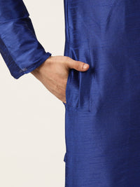SOJANYA Men Blue & Green Solid Kurta with Churidar & Jacket