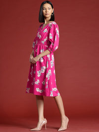 all about you Floral Printed Midi Fit & Flare Dress
