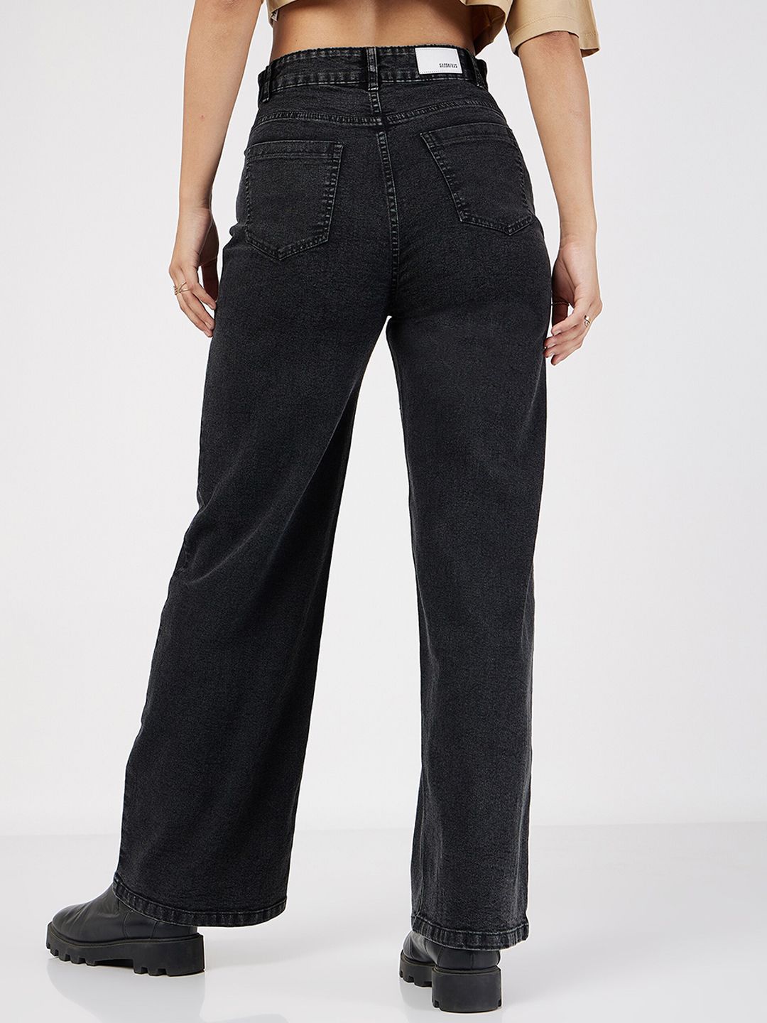 SASSAFRAS Women Straight Fit High-Rise Clean Look Jeans