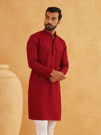 SOJANYA Ethnic Motif Embroidered Sequined Pure Cotton Kurta