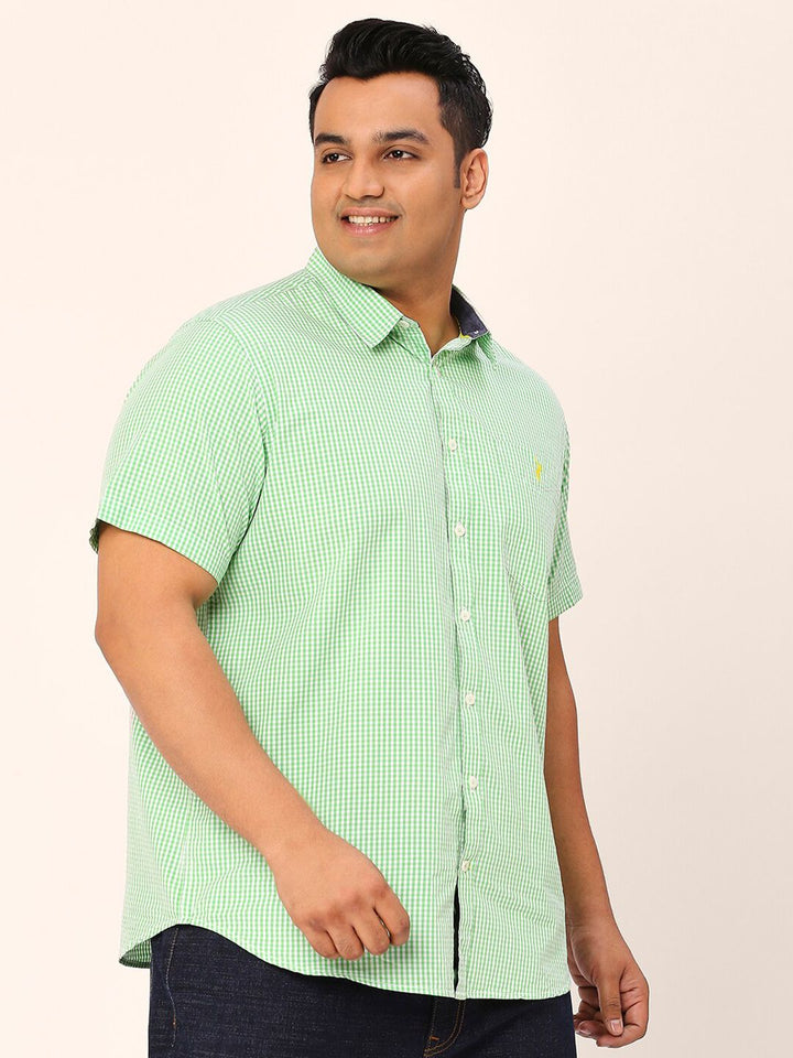 Thomas Scott Plus Size Standard Micro Checked Cotton Casual Shirt
