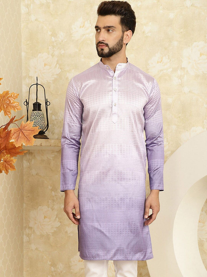 SOJANYA Band Collar Thread Work Ombre Jacquard Kurta