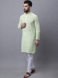 SOJANYA Motif Etnik Lelaki Sulam Kurta Kapas Tulen Dengan Piyama & Jaket Nehru